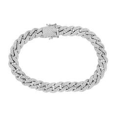 MEN'S BRACELET 3.00CT ROUND DIAMOND 14K WHITE GOLD