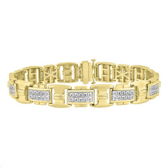 MEN'S BRACELET 3.65CT ROUND DIAMOND 14K YELLOW GOLD