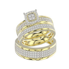 LADIES TRIO SET 1.00CT ROUND DIAMOND 14K YELLOW GOLD