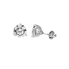 LADIES SOLITAIRE SEMI MOUNT EARRINGS 0.15CT ROUND DIAMOND 14K WHITE GOLD (3 PRONG MARTINI SETTING)