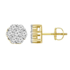 LADIES EARRINGS 0.15CT ROUND DIAMOND 14K YELLOW GOLD