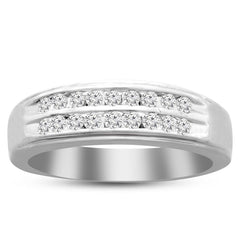 MEN'S BAND 0.45CT ROUND DIAMOND 14K WHITE GOLD