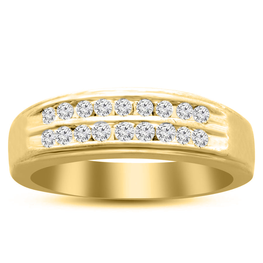 MEN'S BAND 0.45CT ROUND DIAMOND 14K YELLOW GOLD