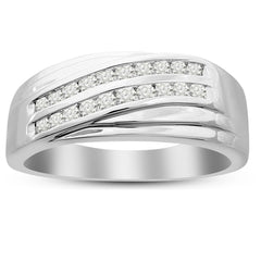 MEN'S BAND 0.50CT ROUND DIAMOND 10K WHITE GOLD