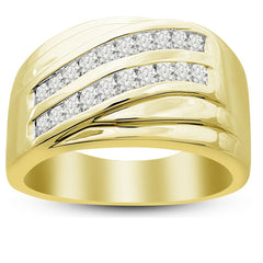 MEN'S BAND 0.50CT ROUND DIAMOND 10K YELLOW GOLD