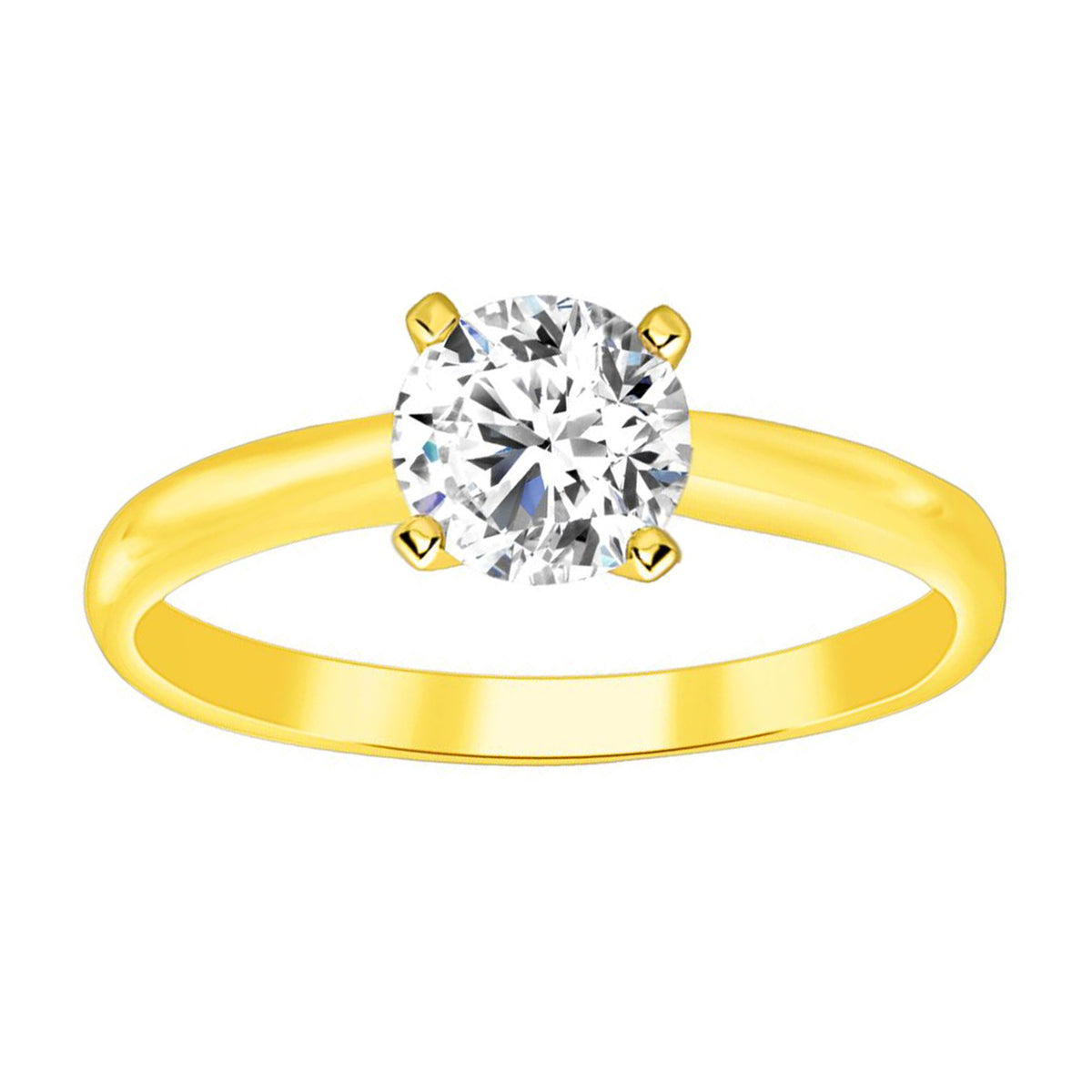 LADIES SOLITAIRE RING 0.75CT ROUND DIAMOND 14K YELLOW GOLD