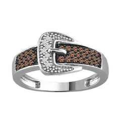 LADIES RING 0.30CT ROUND DARK BROWN DIAMOND 10K WHITE GOLD