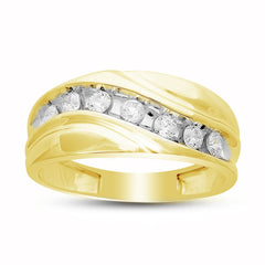 MEN'S BAND 0.66CT ROUND DIAMOND 10K YELLOW GOLD