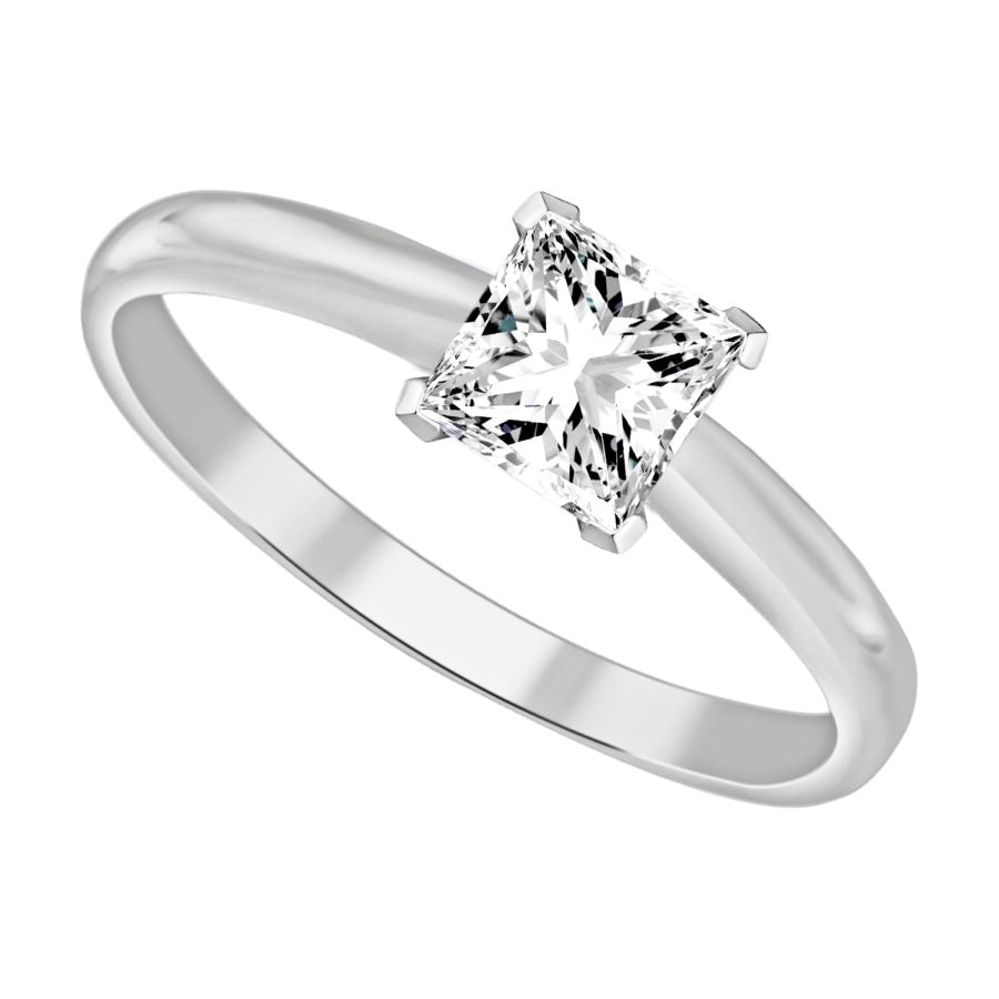 SOLITAIRE LADIES RING 0.33CT PRINCESS DIAMOND 14K WHITE GOLD