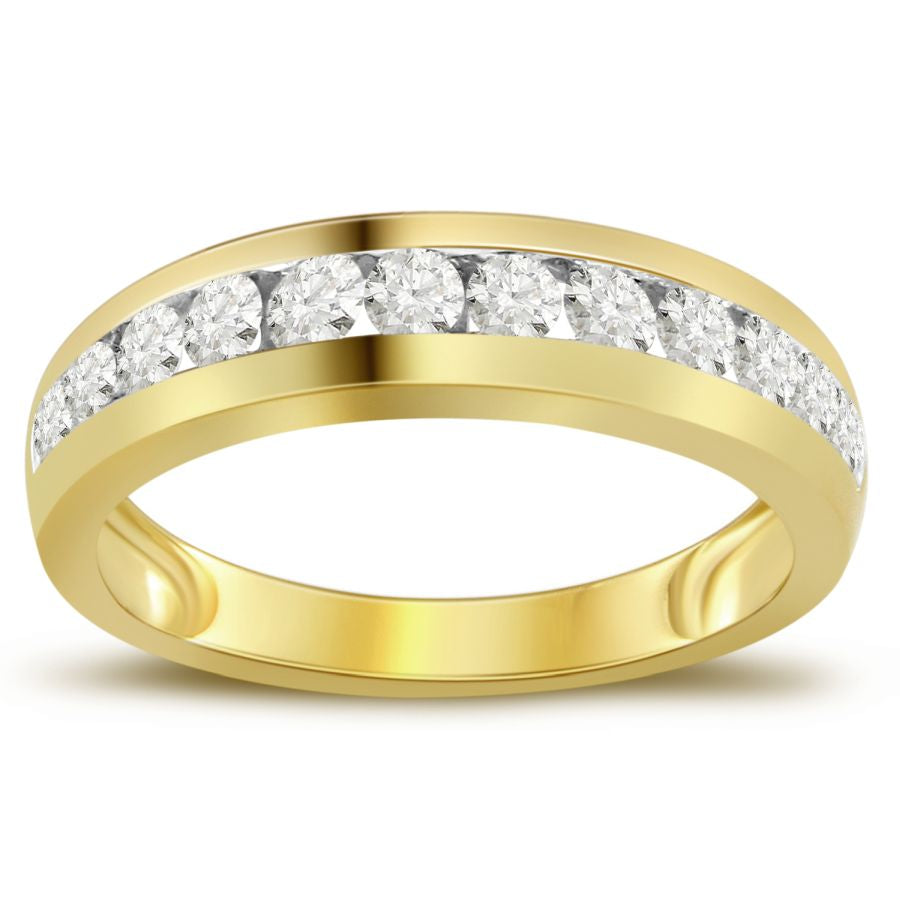 MEN'S BAND 1.00CT ROUND DIAMOND 14K YELLOW GOLD