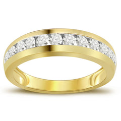 MEN'S BAND 1.00CT ROUND DIAMOND 14K YELLOW GOLD