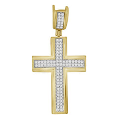 MEN'S CROSS 0.30CT ROUND DIAMOND 10K YELLOW GOLD