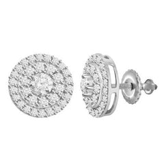 MEN'S STUD EARRINGS 1.60CT ROUND DIAMOND 14K YELLOW GOLD