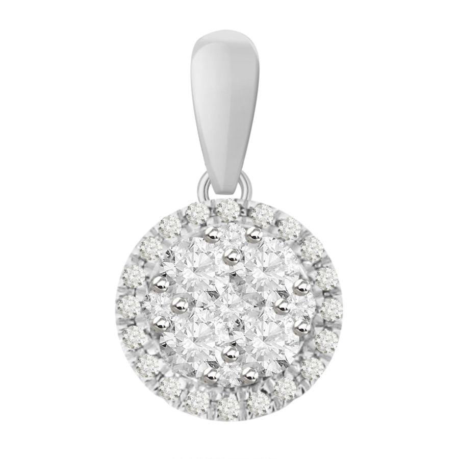 LADIES PENDANT 0.25CT ROUND DIAMOND 14K WHITE GOLD