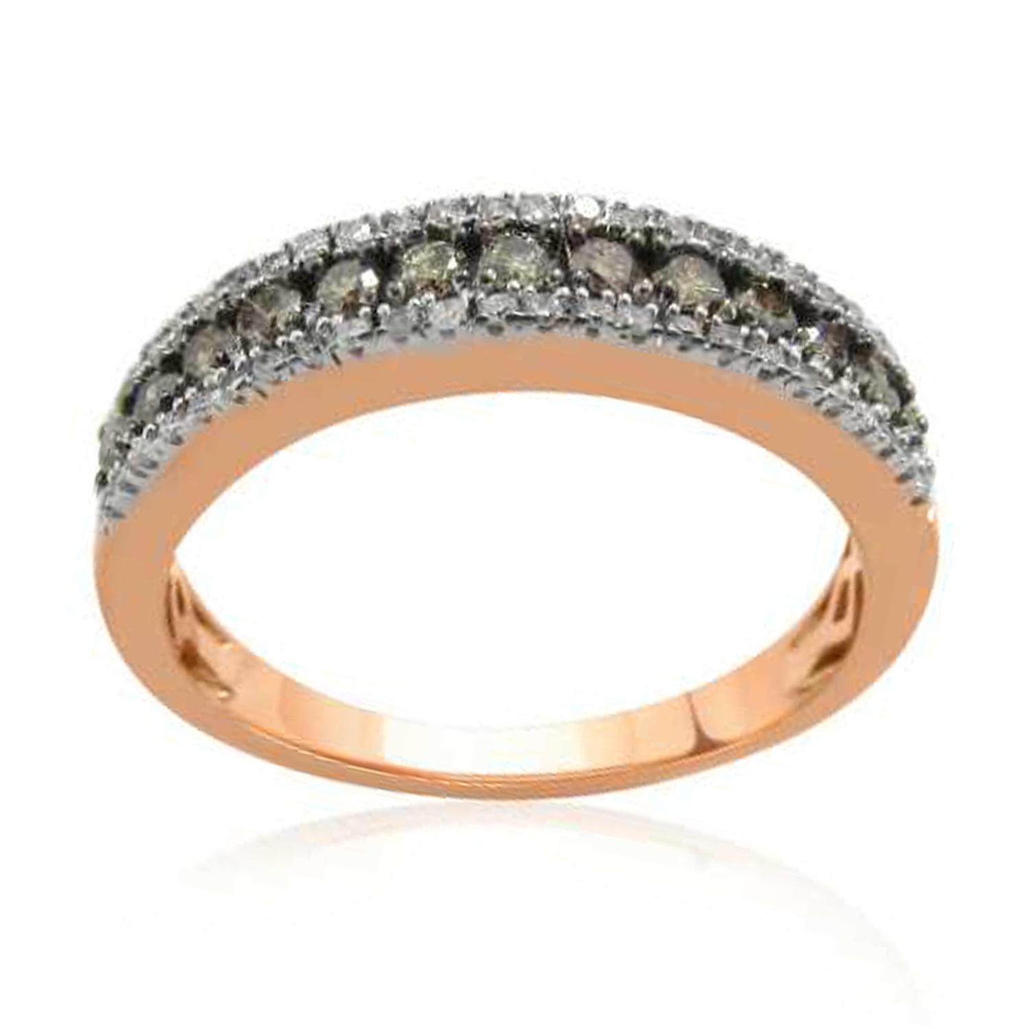 LADIES BAND 0.50CT ROUND DARK BROWN DIAMOND 14K ROSE GOLD