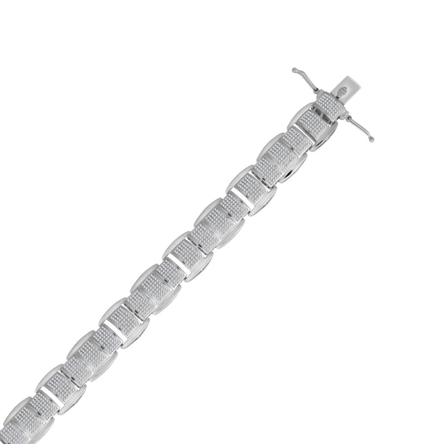 MEN'S BRACELET 2.80CT ROUND DIAMOND 10K WHITE GOLD