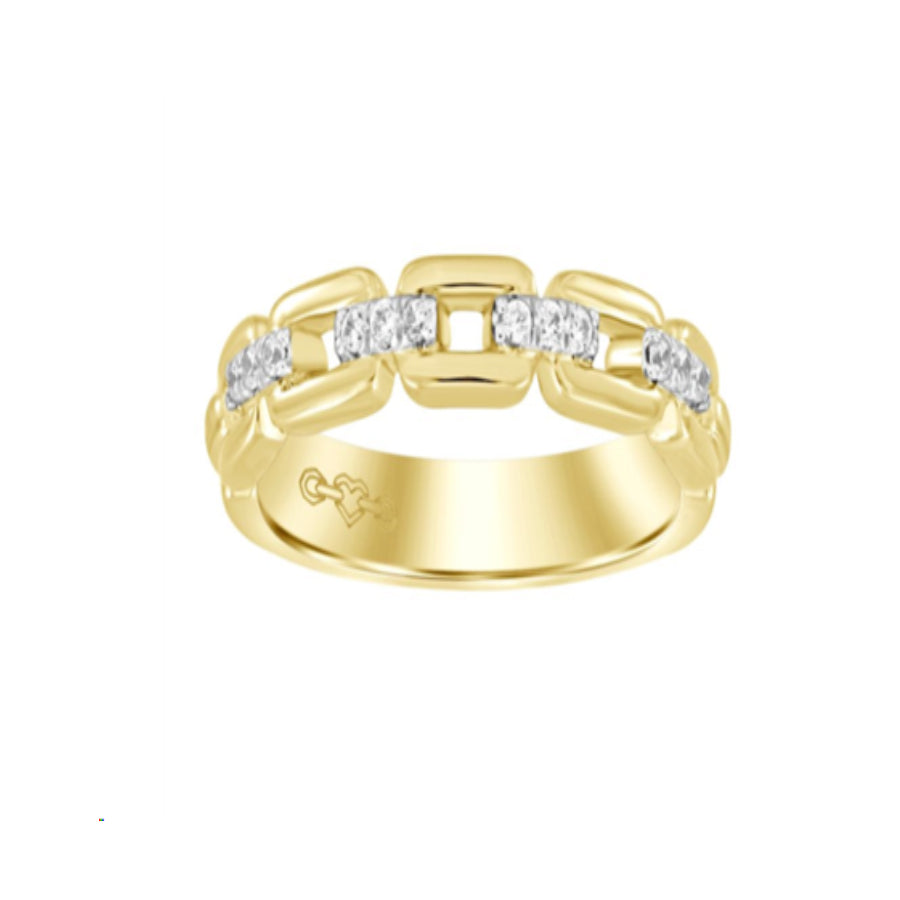 LADIES BAND 0.10CT ROUND DIAMOND 14K YELLOW GOLD