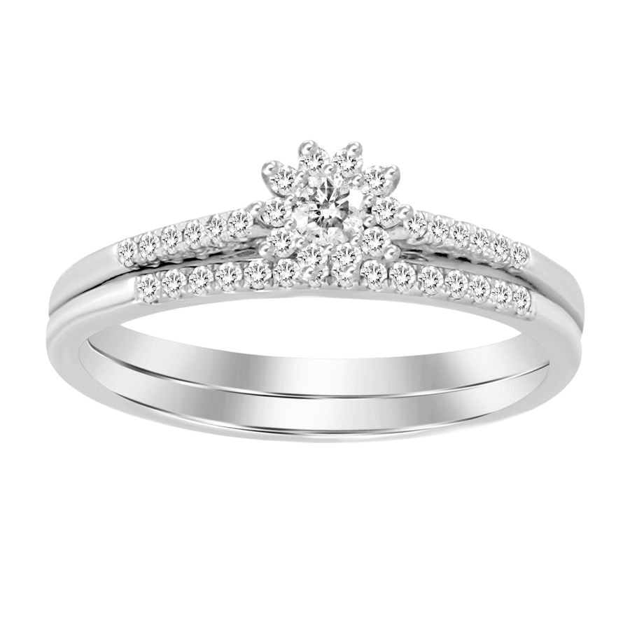 BRIDAL SET 0.30CT ROUND DIAMOND 10K WHITE GOLD