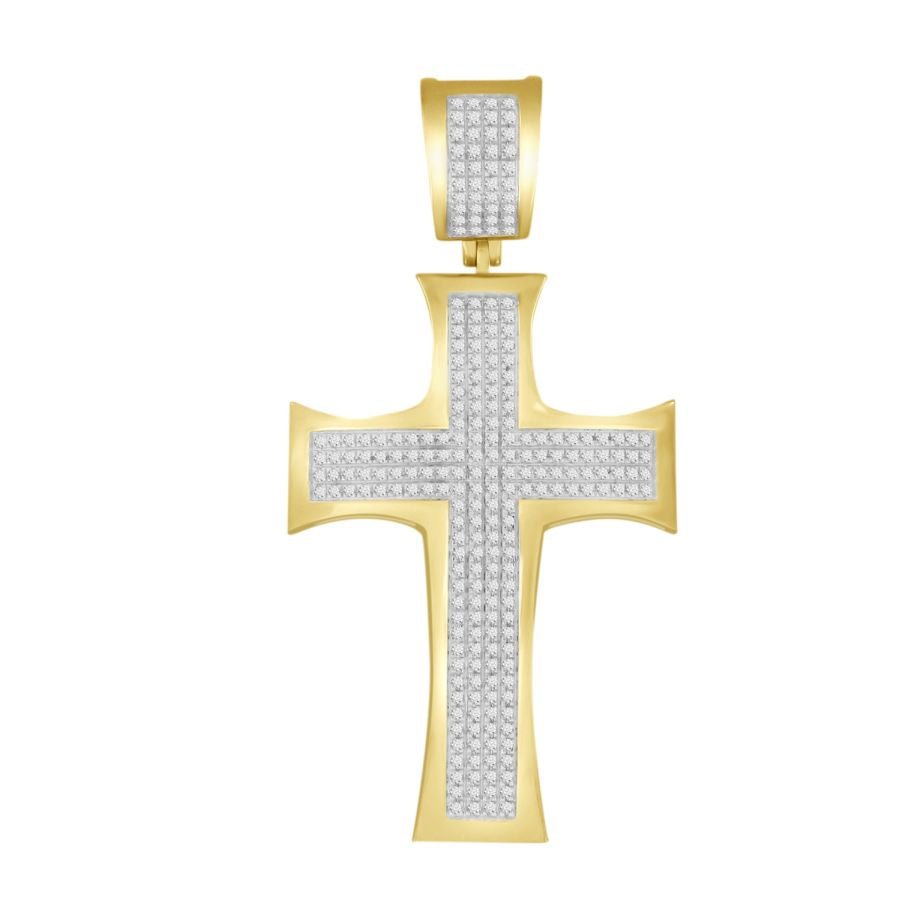 MEN'S CROSS 0.60CT ROUND DIAMOND 10K YELLOW GOLD