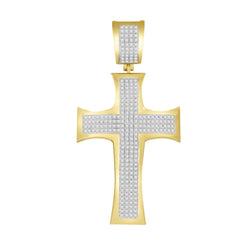 MEN'S CROSS 0.60CT ROUND DIAMOND 10K YELLOW GOLD