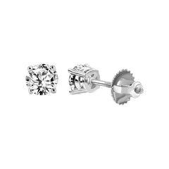 LADIES  SOLITAIRE EARRINGS 0.75CT ROUND DIAMOND 14K WHITE GOLD