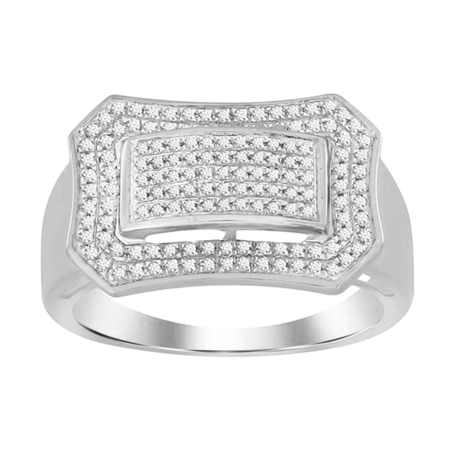 MEN'S RING 0.50CT ROUND DIAMOND 10K WHITE GOLD