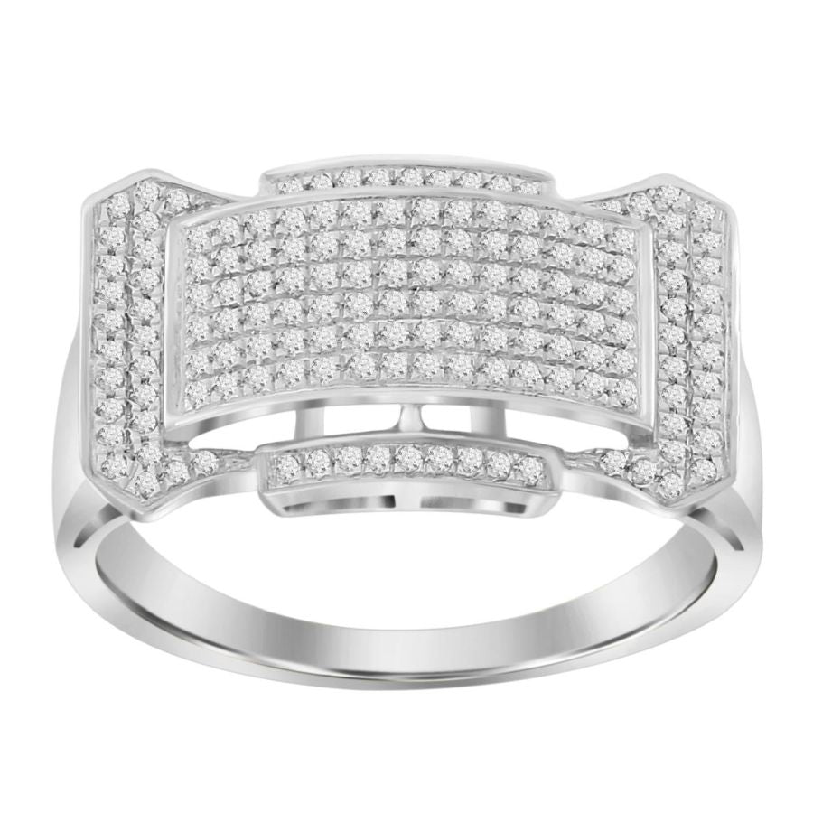 MEN'S RING 0.50CT ROUND DIAMOND 10K WHITE GOLD