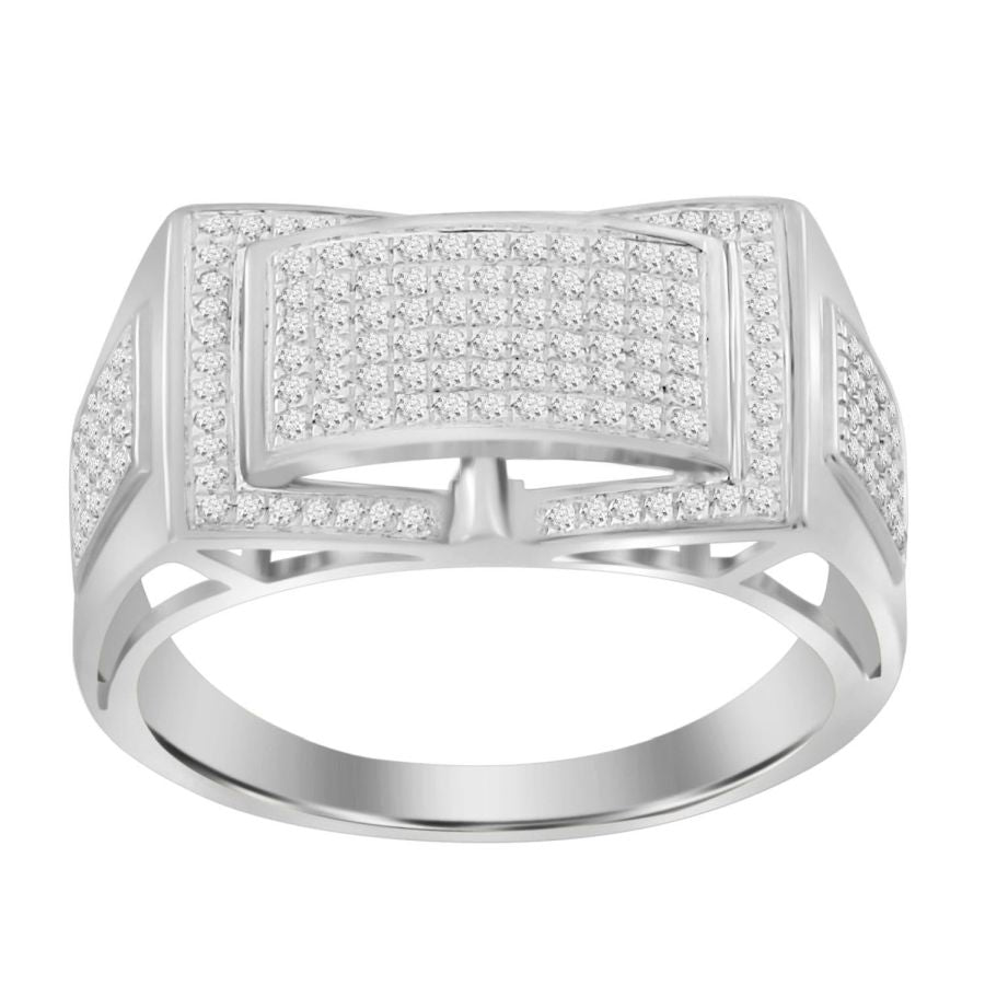 MEN'S RING 0.50CT ROUND DIAMOND 10K WHITE GOLD