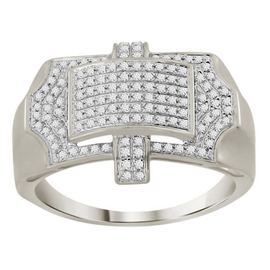 MEN'S RING 0.40CT ROUND DIAMOND 10K WHITE GOLD