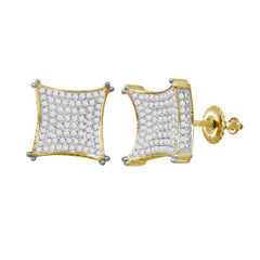 MEN'S STUD EARRINGS 2.55CT ROUND DIAMOND 10K YELLOW GOLD