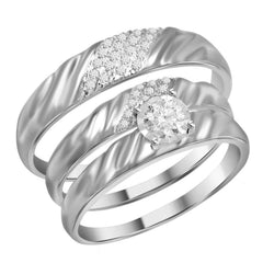 TRIOS SET 0.13CT ROUND DIAMOND 10K WHITE GOLD