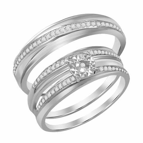 TRIOS SET 0.25CT ROUND DIAMOND 10K WHITE GOLD