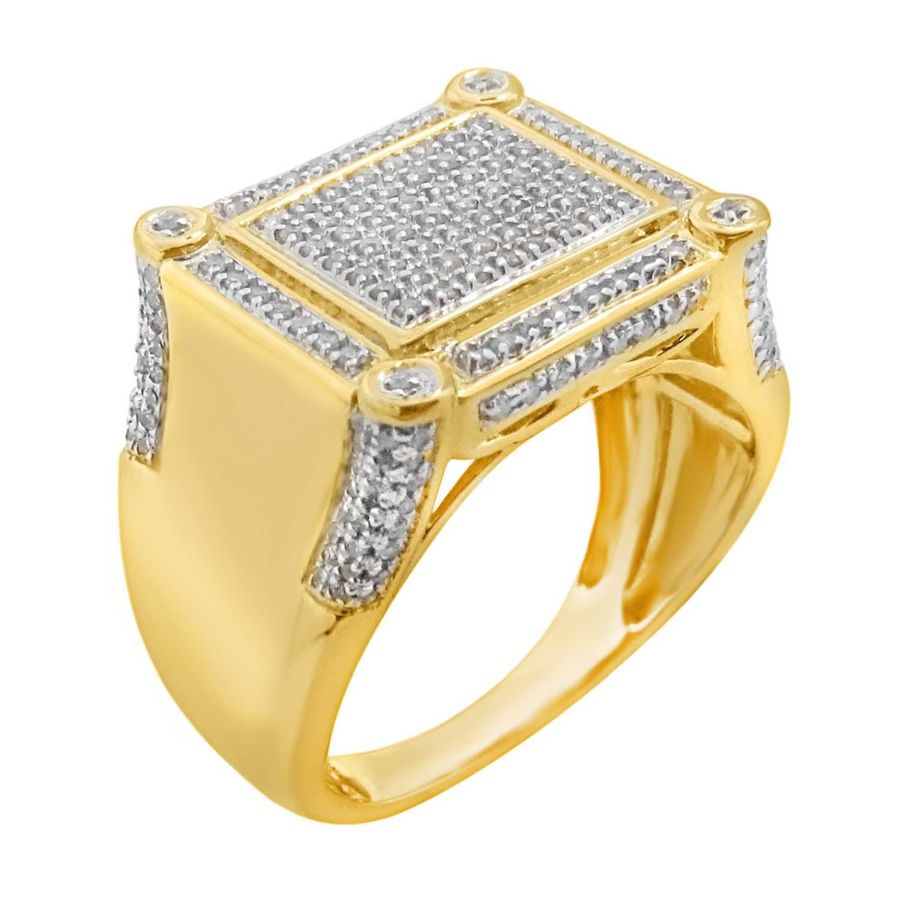 MEN'S RING 0.65CT ROUND DIAMOND 10K YELLOW GOLD