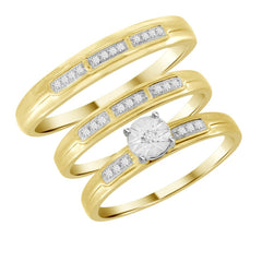 TRIOS SET 0.10CT ROUND DIAMOND 10K YELLOW GOLD