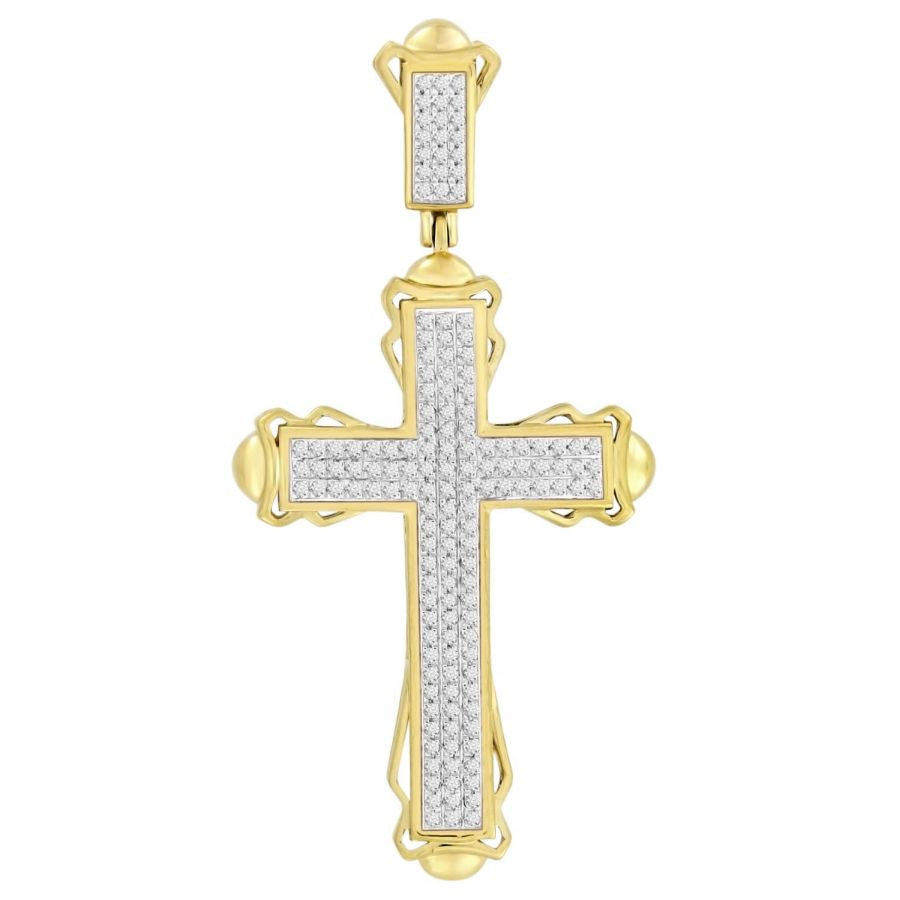 MEN'S CROSS 0.50CT ROUND DIAMOND 10K YELLOW GOLD