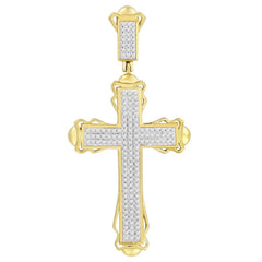 MEN'S CROSS 0.50CT ROUND DIAMOND 10K YELLOW GOLD