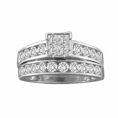 BRIDAL SET 1.50CT ROUND/PRINCESS DIAMOND 14K WHITE GOLD