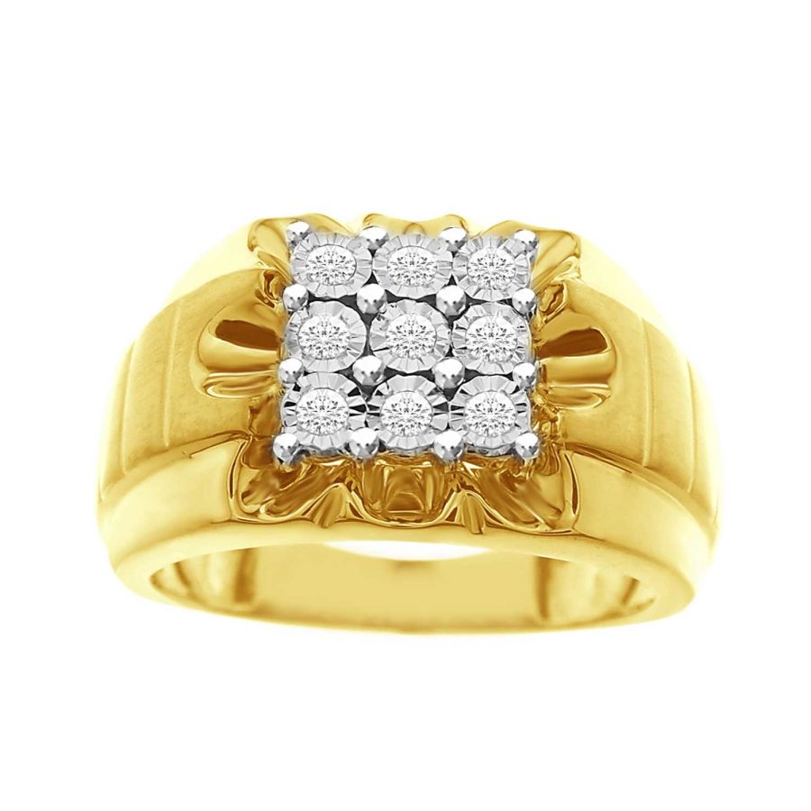 MEN'S RING 0.20CT ROUND DIAMOND 10K YELLOW GOLD