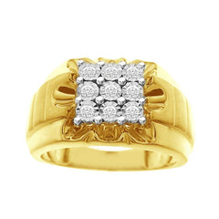 MEN'S RING 0.20CT ROUND DIAMOND 10K YELLOW GOLD