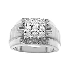 MEN'S RING 0.16CT ROUND DIAMOND 10K WHITE GOLD