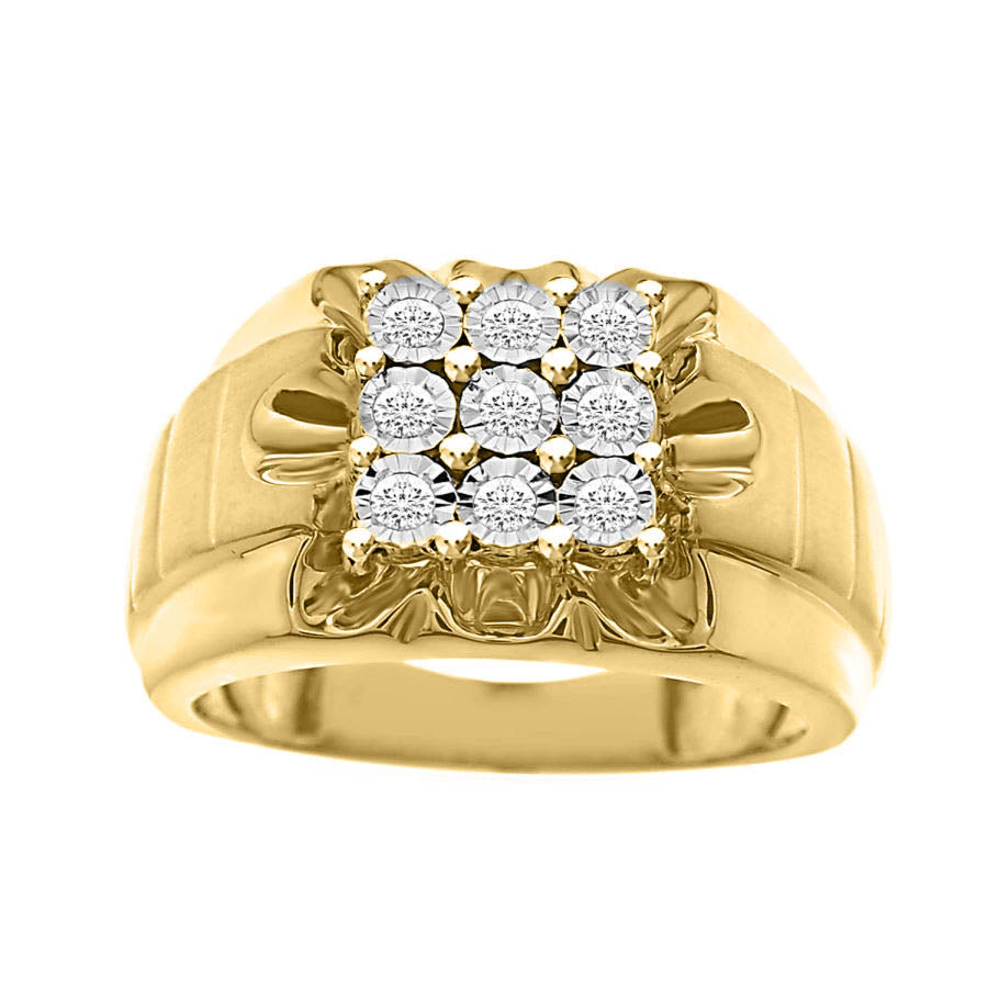 MEN'S RING 0.16CT ROUND DIAMOND 10K YELLOW GOLD