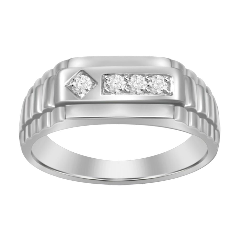 MEN'S BAND 0.15CT ROUND DIAMOND 10K WHITE GOLD