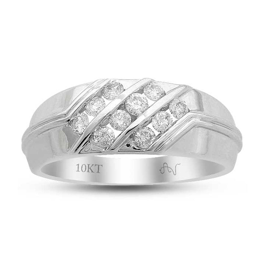 MEN'S BAND 0.50CT ROUND DIAMOND 10K WHITE GOLD