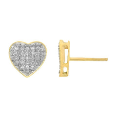 LADIES HEART EARRINGS 0.15CT ROUND DIAMOND 10K WHITE GOLD