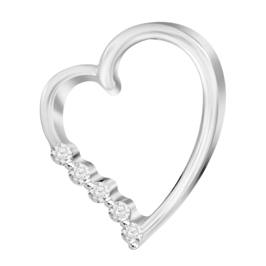 LADIES HEART PENDANT 0.02CT ROUND DIAMOND 14K WHITE GOLD