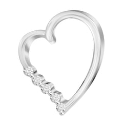 LADIES HEART PENDANT 0.02CT ROUND DIAMOND 14K WHITE GOLD