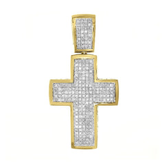 MEN'S CROSS 0.70CT ROUND DIAMOND 10K YELLOW GOLD