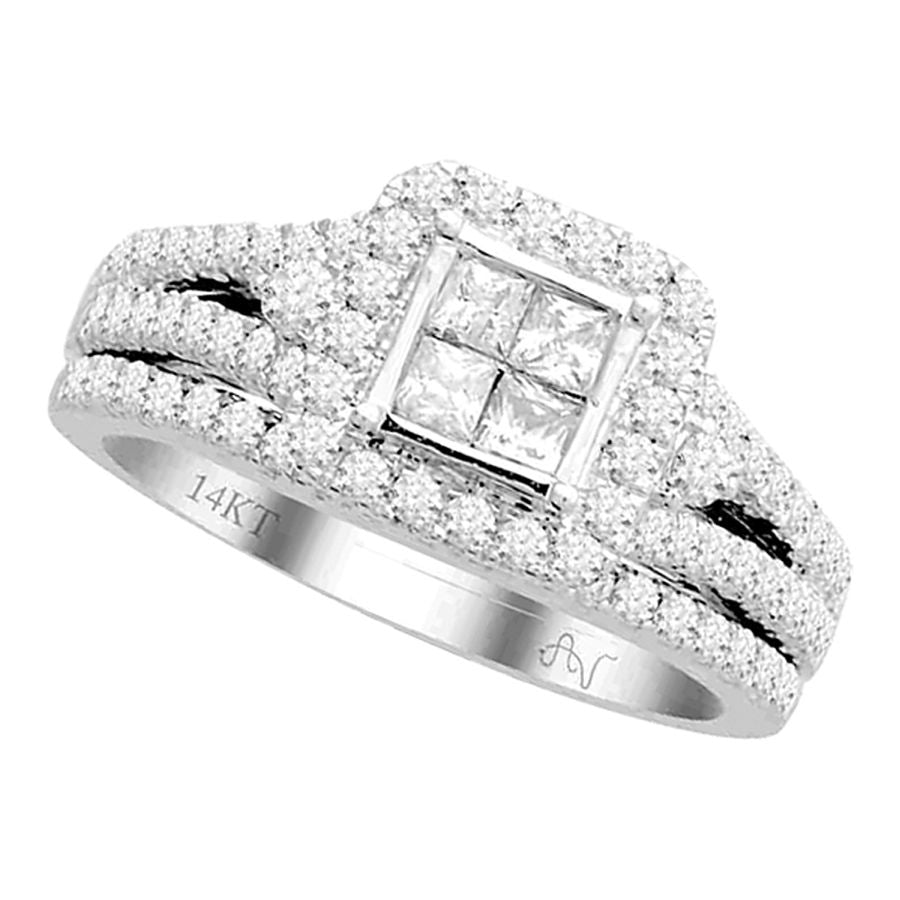 LADIES BRIDAL SET 2.00CT ROUND/PRINCESS DIAMOND 14K WHITE GOLD