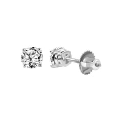 LADIES  SOLITAIRE EARRINGS 0.50CT ROUND DIAMOND 14K WHITE GOLD