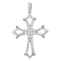 LADIES CROSS 0.05CT ROUND DIAMOND 10K WHITE GOLD